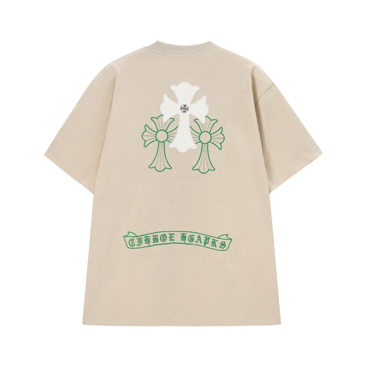 Chrome Hearts White & Green Triple Cross T-Shirt