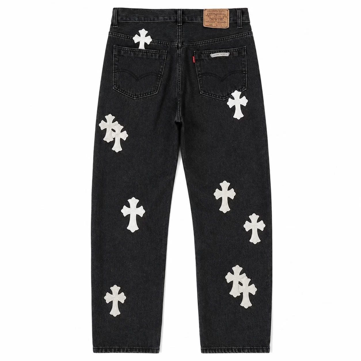 CHROME HEARTS WHITE CROSS PATCH DENIM JEANS