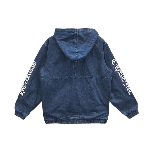 Ruckus Hooded Denim Cross Patch Jacket