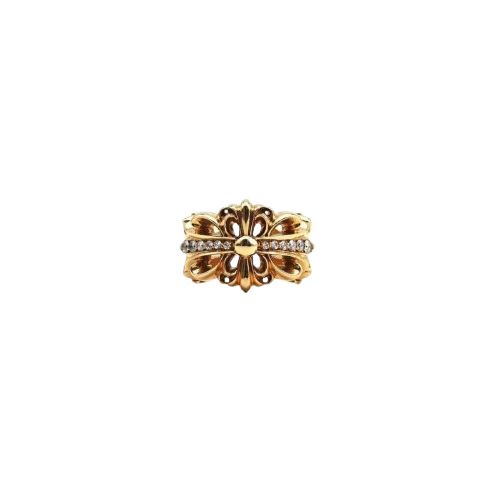 Chrome Hearts Gold Diamond Cross Ring