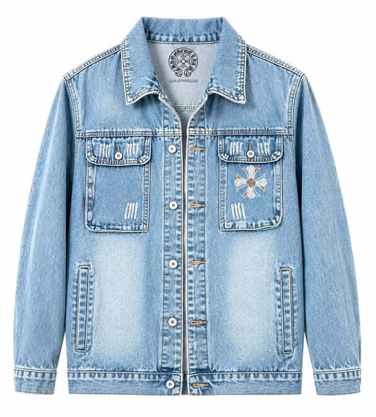Chrome Hearts Blue Orange Cross Denim Jacket