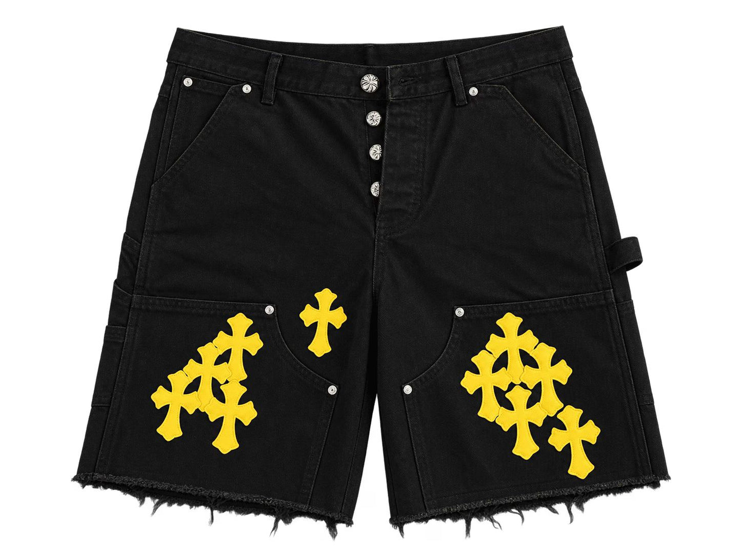 Chrome Hearts Yellow Cross Denim Shorts