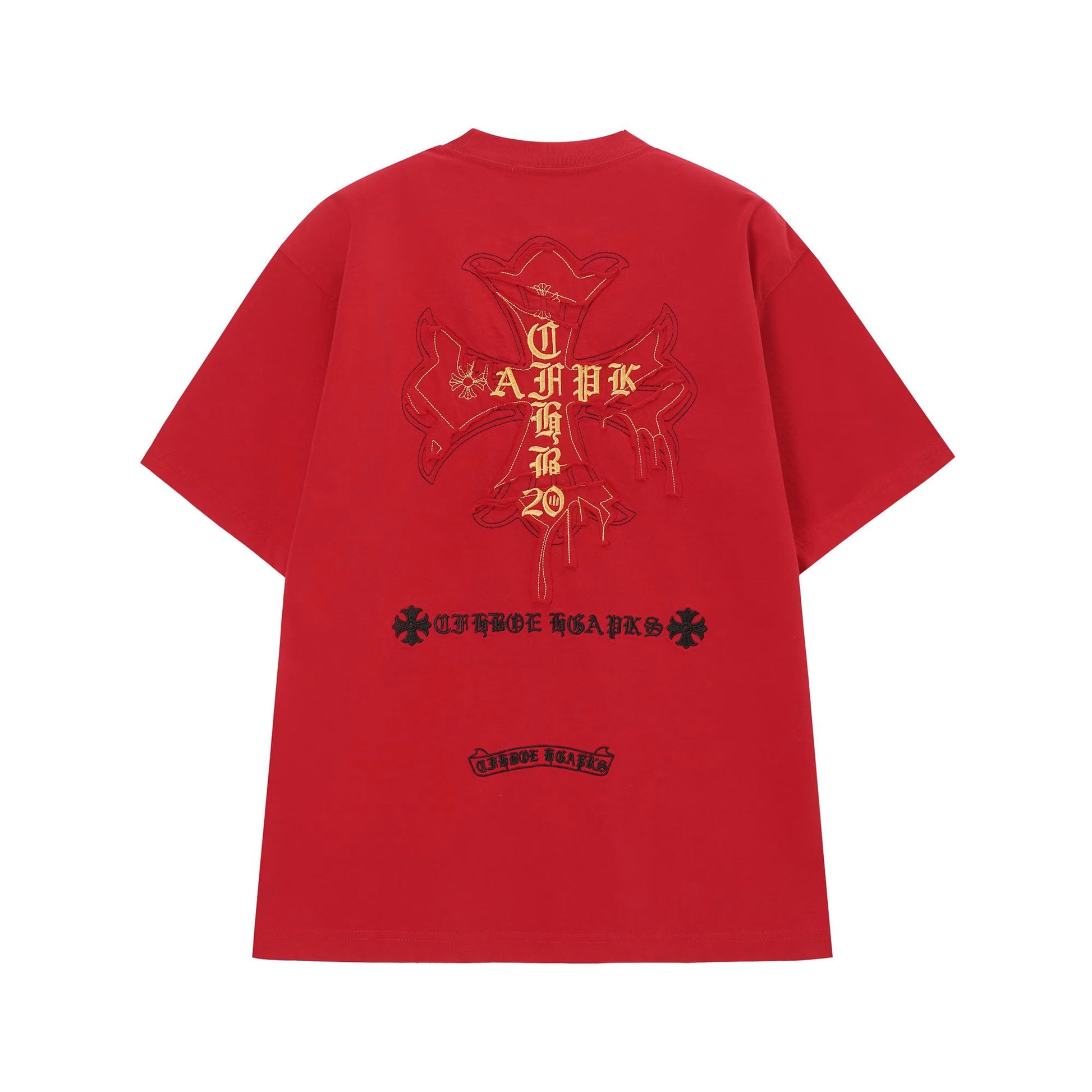 Chrome Hearts Red Cemetery Cross Logo T-Shirt