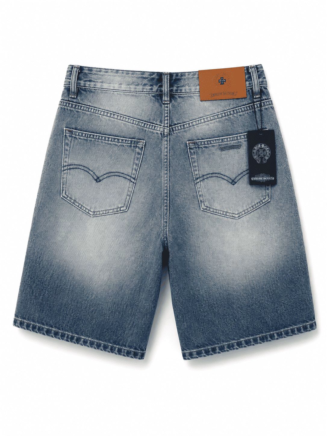Chrome Hearts Multi Cross Patch Washed Denim Shorts