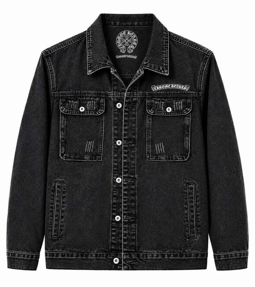 Chrome Hearts Black Cross Logo Denim Jacket