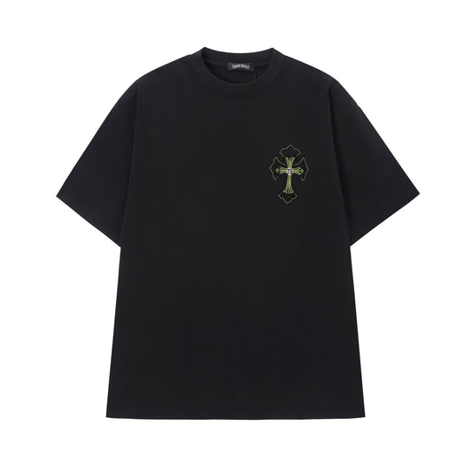 Chrome Hearts Black Green Gothic Cross T-Shirt