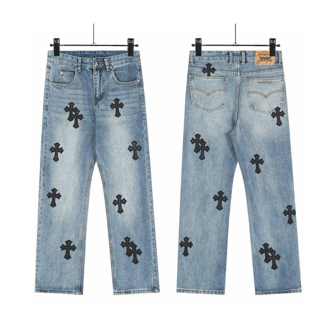 Chrome Hearts Levi’s Cross Patch Jeans – Light Blue