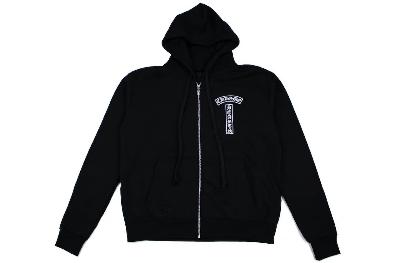 Chrome Hearts Floral Logo Zip Up Hoodie Black Size Large