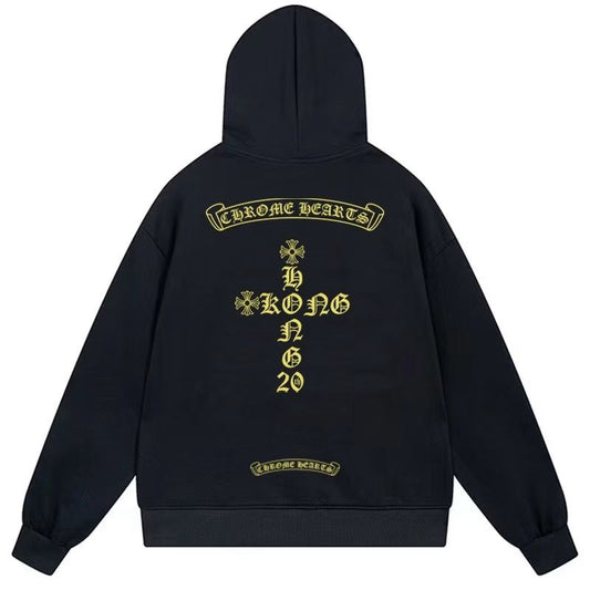 Chrome Hearts Yellow Gothic Logo Hoodie Black