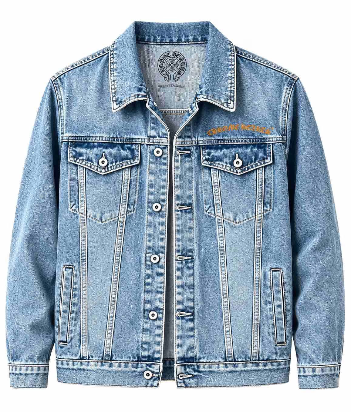 Chrome Hearts Blue Orange Logo Denim Jacket