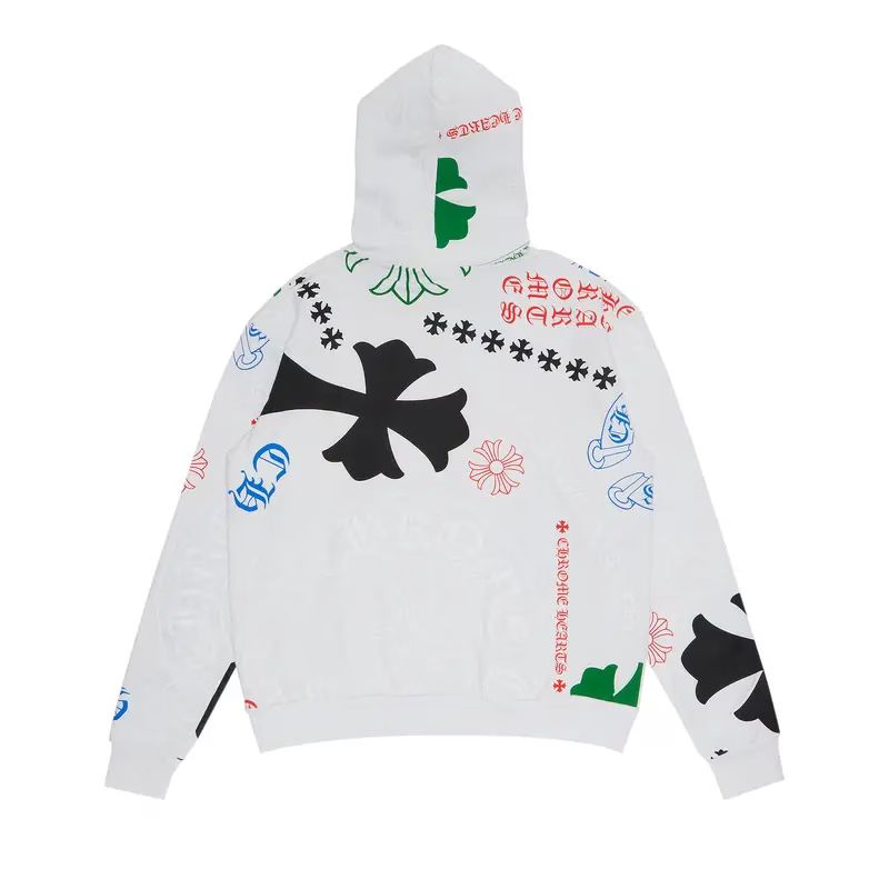 Chrome Hearts Stencil Hoodie in White/Multicolor