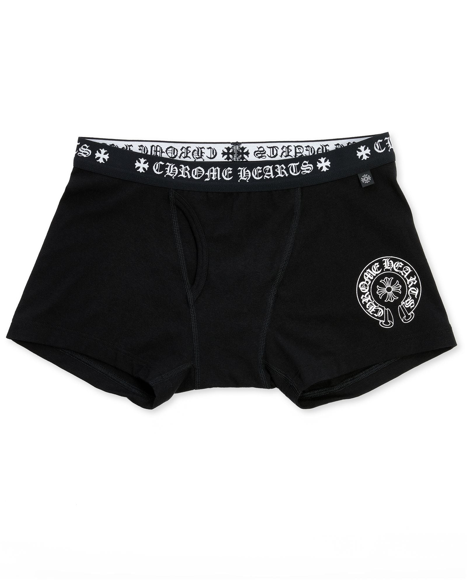 Black Cotton Boxer Brief with Black and White Jacquard