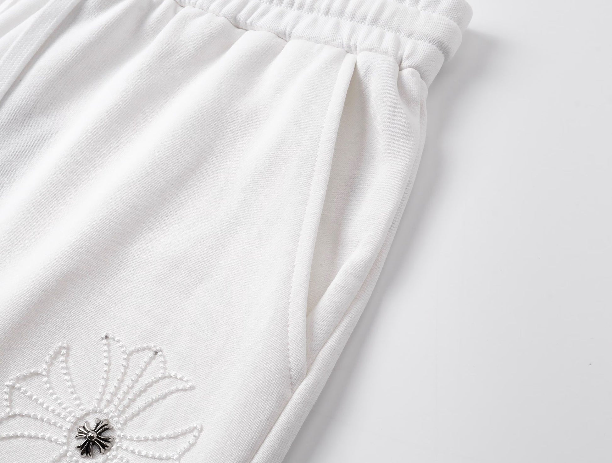 Chrome Hearts White Cross Embroidery Sweat Shorts