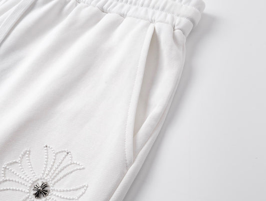 Chrome Hearts White Cross Embroidery Sweat Shorts