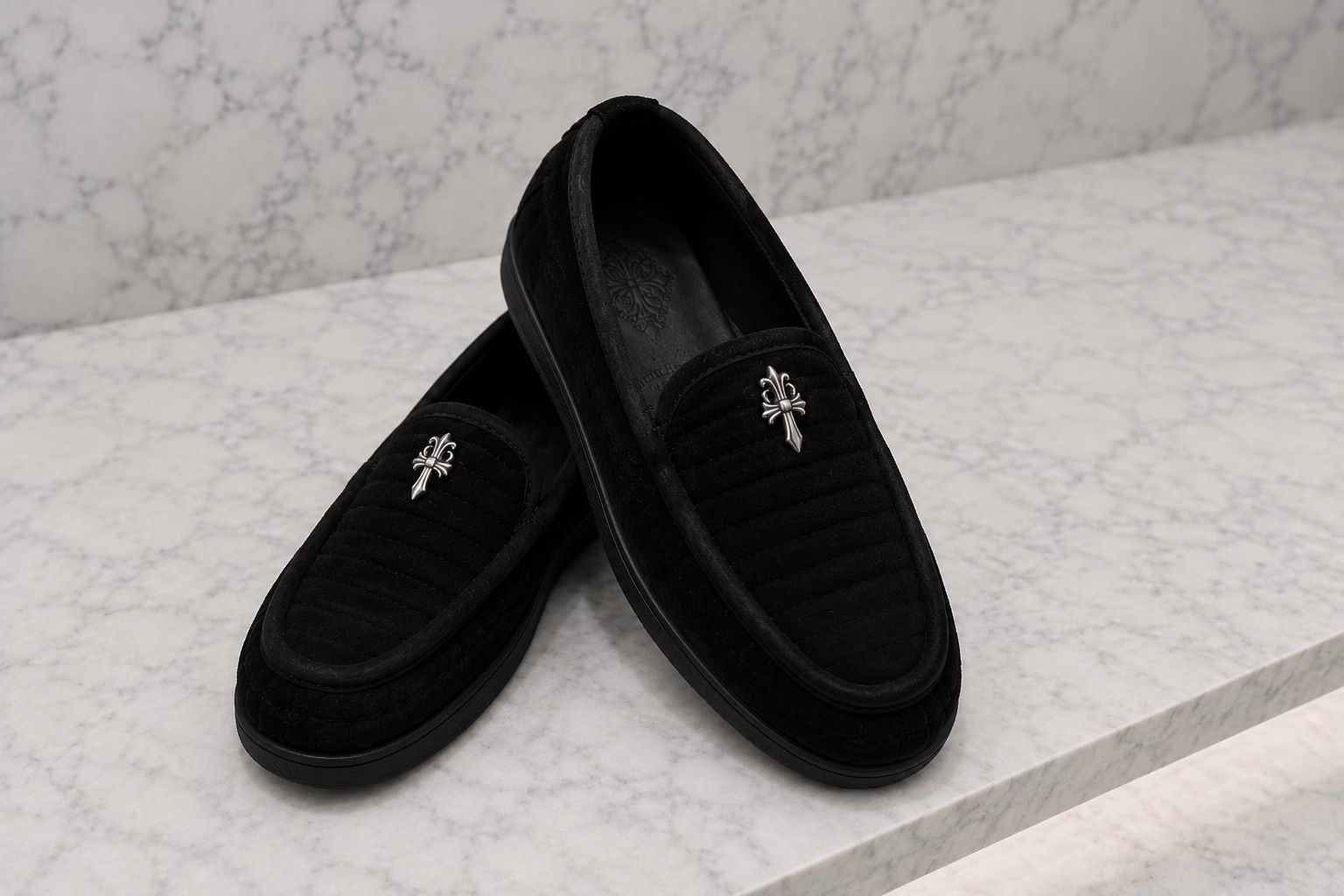 Chrome Hearts Dagger Quilted Loafers – Black