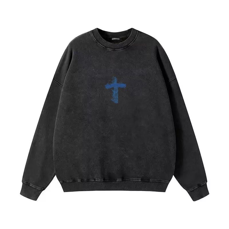 Chrome Hearts Blue Flaming Cross Long Sleeve Black