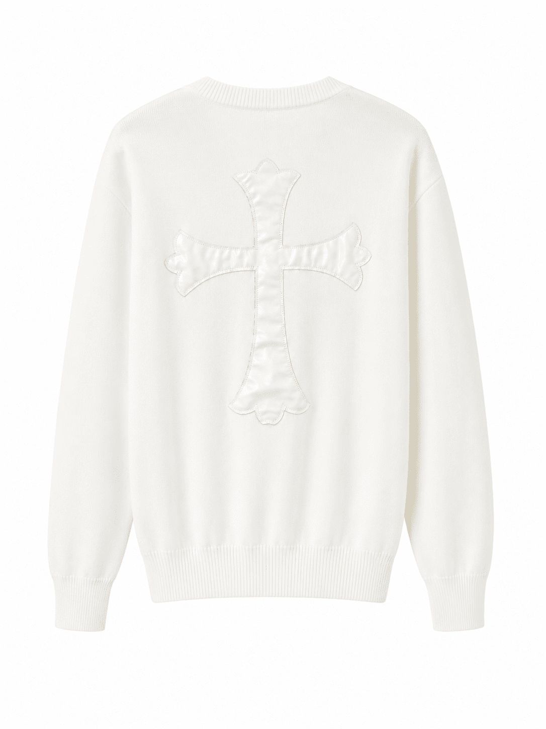 Chrome Hearts White Leather Cross Knit Sweater