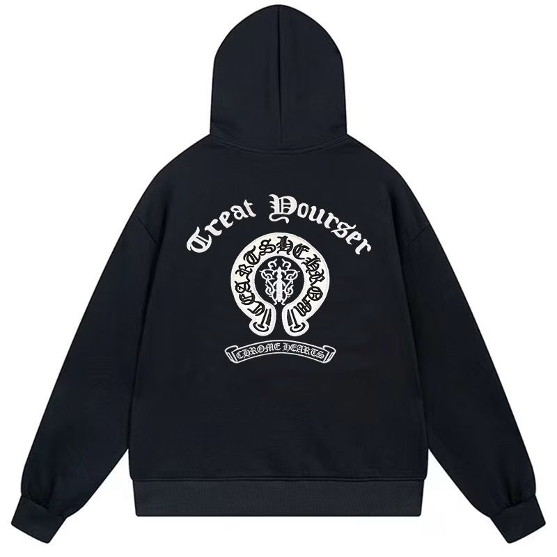 Chrome Hearts Gothic Horseshoe Logo Black Hoodie