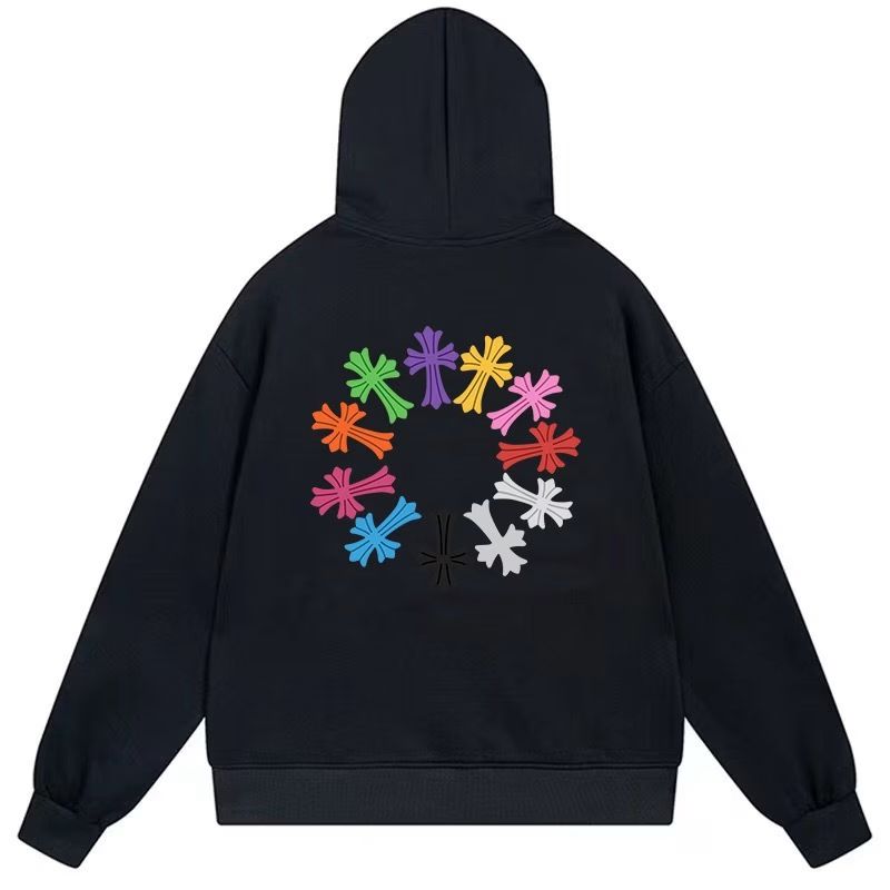 Chrome Hearts Multi Color Cross Graphic Black Hoodie