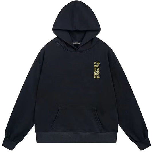 Chrome Hearts Yellow Gothic Logo Hoodie Black