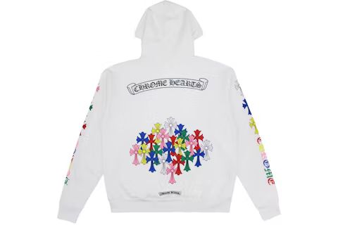 Chrome Hearts Multi Color Cross Cemetery Hoodie White