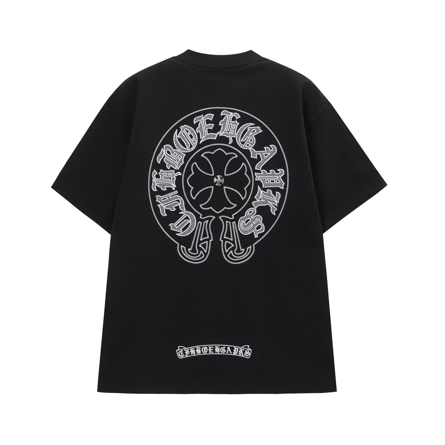 Chrome Hearts Black Gothic Circle Cross T-Shirt