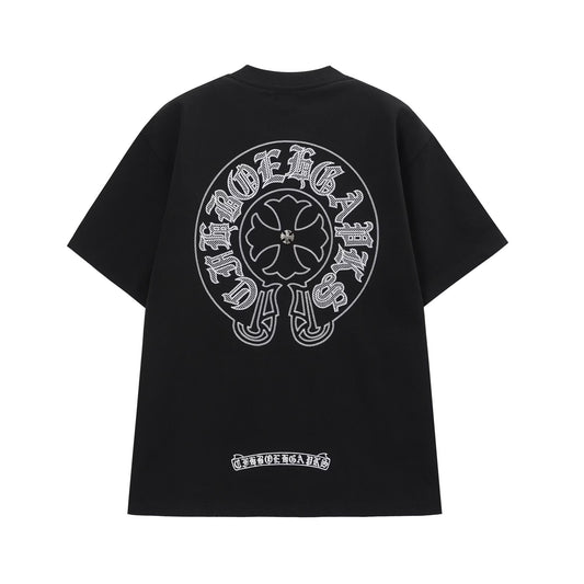 Chrome Hearts Black Gothic Circle Cross T-Shirt