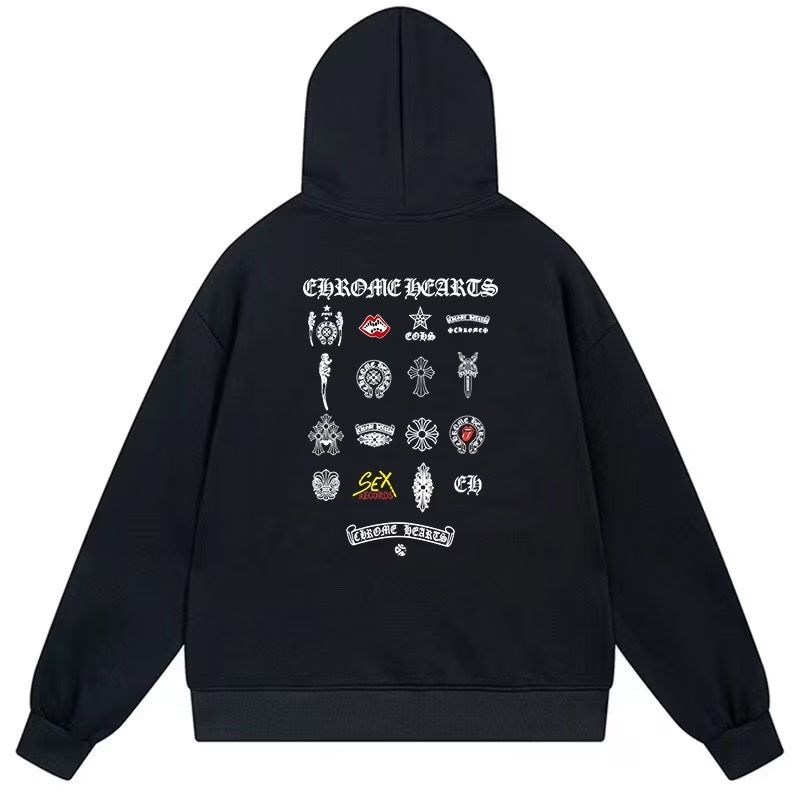 Chrome Hearts Multi Logo Graphic Black Hoodie