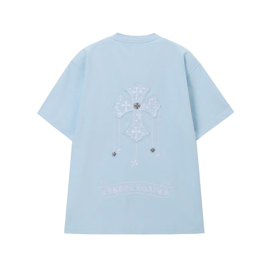 Chrome Hearts Sky Blue Cross Patch T-Shirt