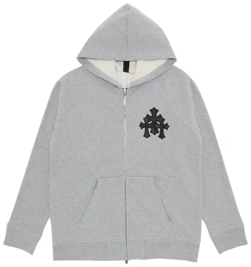 Chrome Hearts Triple Leather Cross Zip Up Hoodie