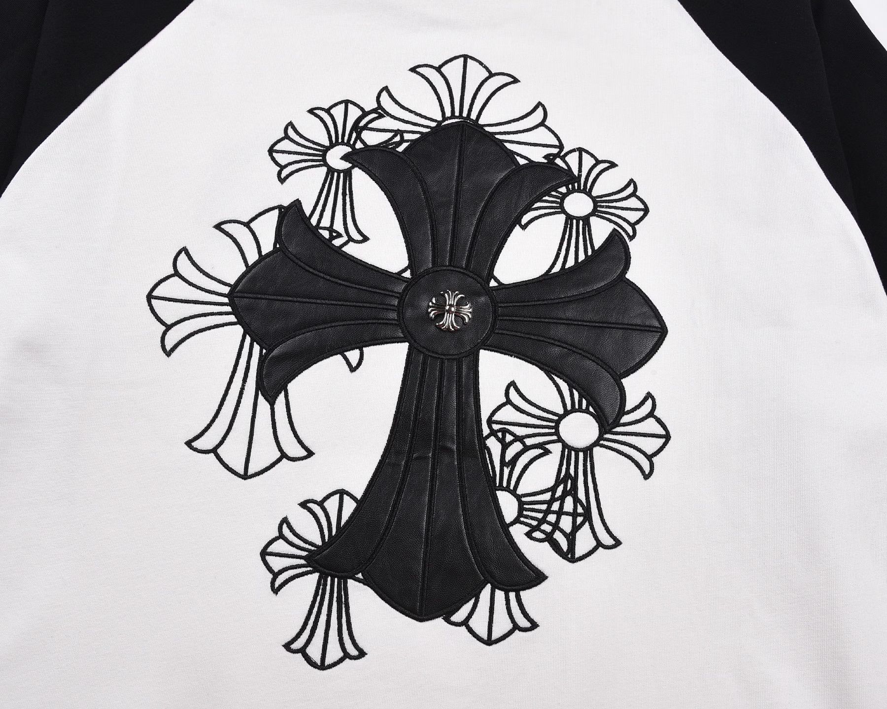 Chrome Hearts White Black Cross Raglan T-Shirt