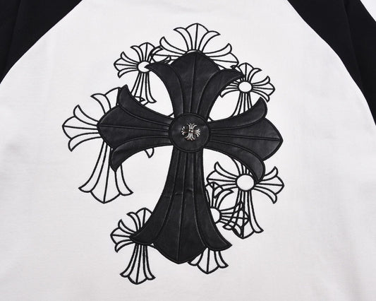 Chrome Hearts White Black Cross Raglan T-Shirt
