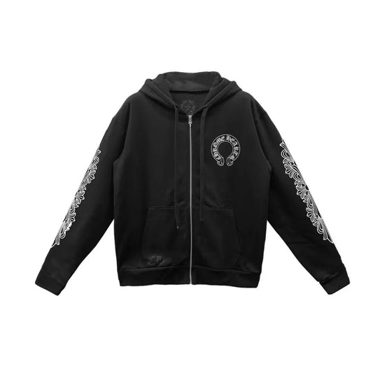 Chrome Hearts Zip Up Hoodie F**kyou Horseshoe Floral Sleeve