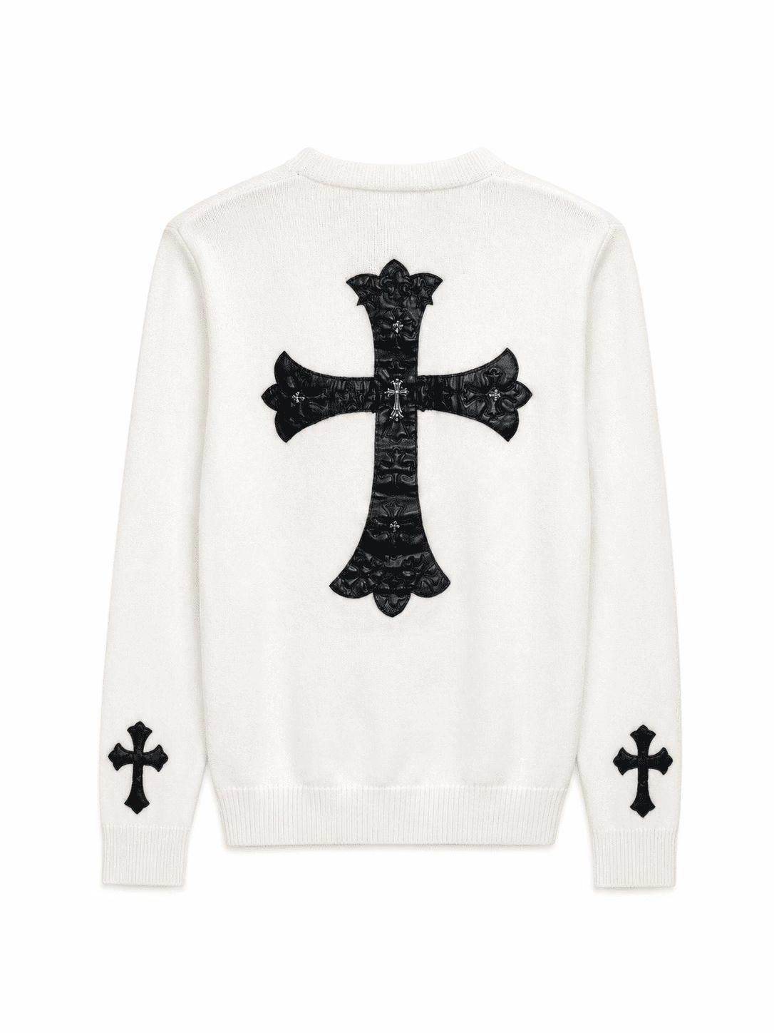 Chrome Hearts Leather Cross Motif Knit Cardigan