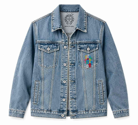 Chrome Hearts Multicolor Cross Floral Denim Jacket