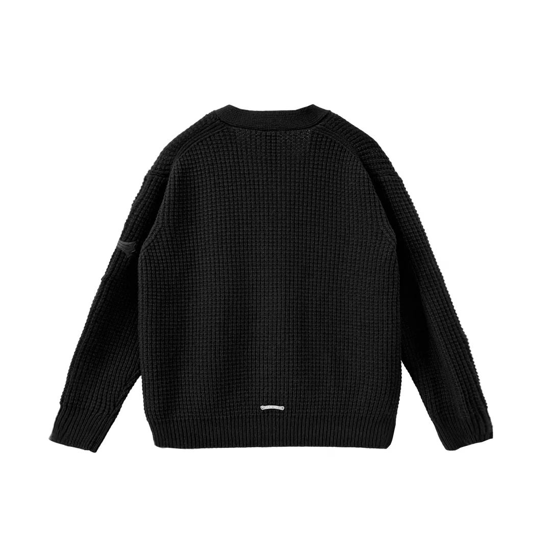 Chrome Hearts Cashmere Waffle Cross Patch Cardigan