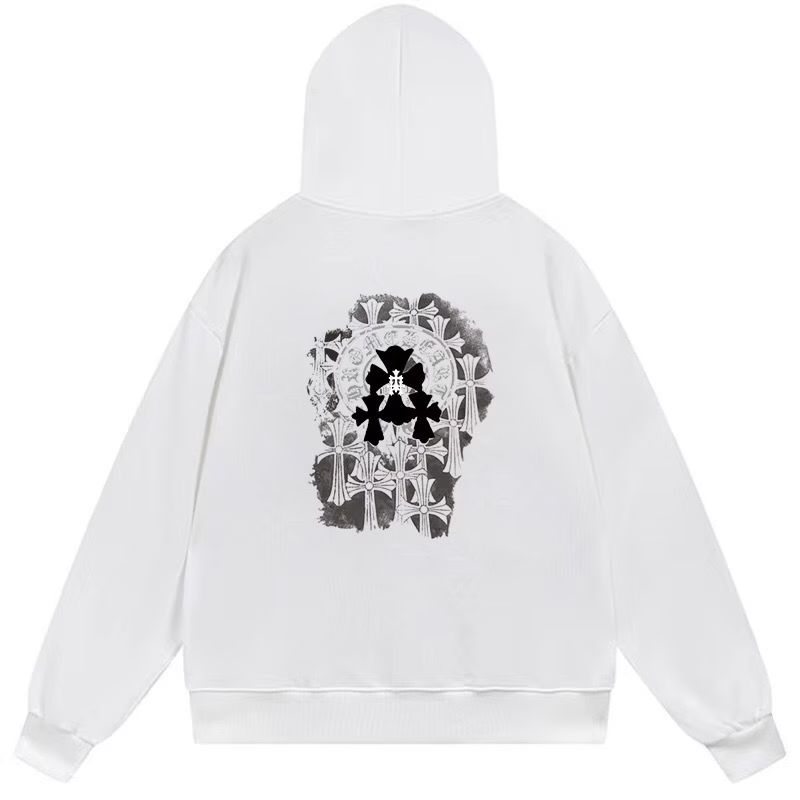 Chrome Hearts Gothic Cross Graphic White Hoodie