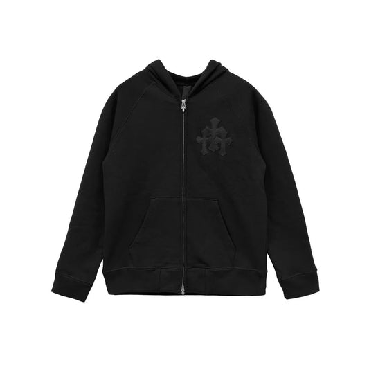 Chrome Hearts Black Triple Cross Zip Up Hoodie