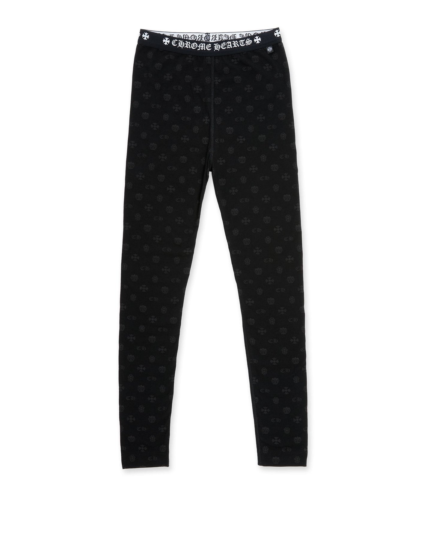 Chrome Hearts Black Cotton Leggings With Gray Multilogo Print