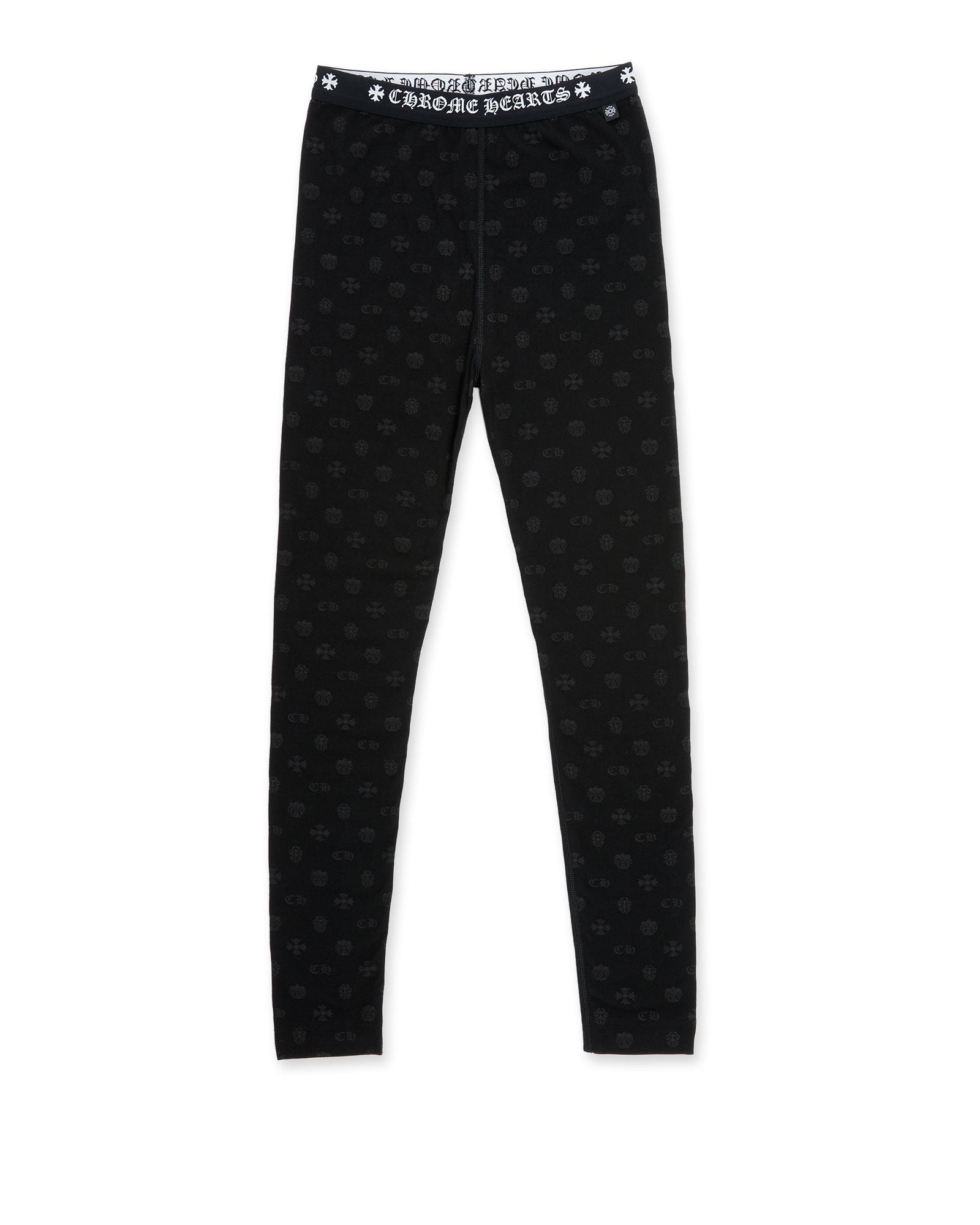 Chrome Hearts Black Cotton Leggings With Gray Multilogo Print
