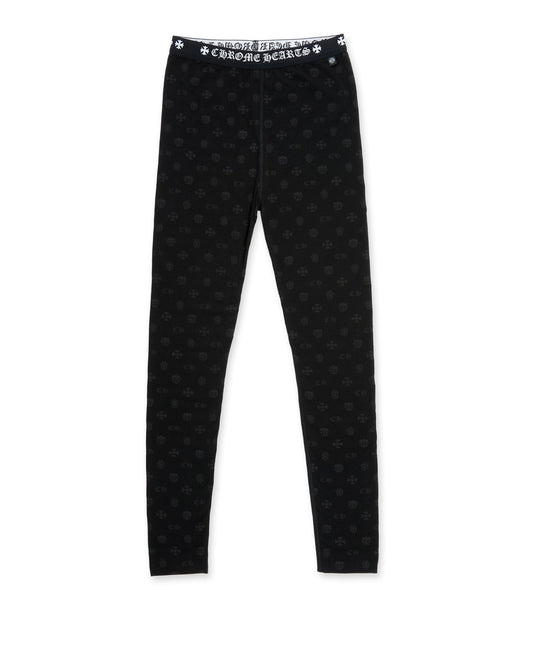 Chrome Hearts Black Cotton Leggings With Gray Multilogo Print