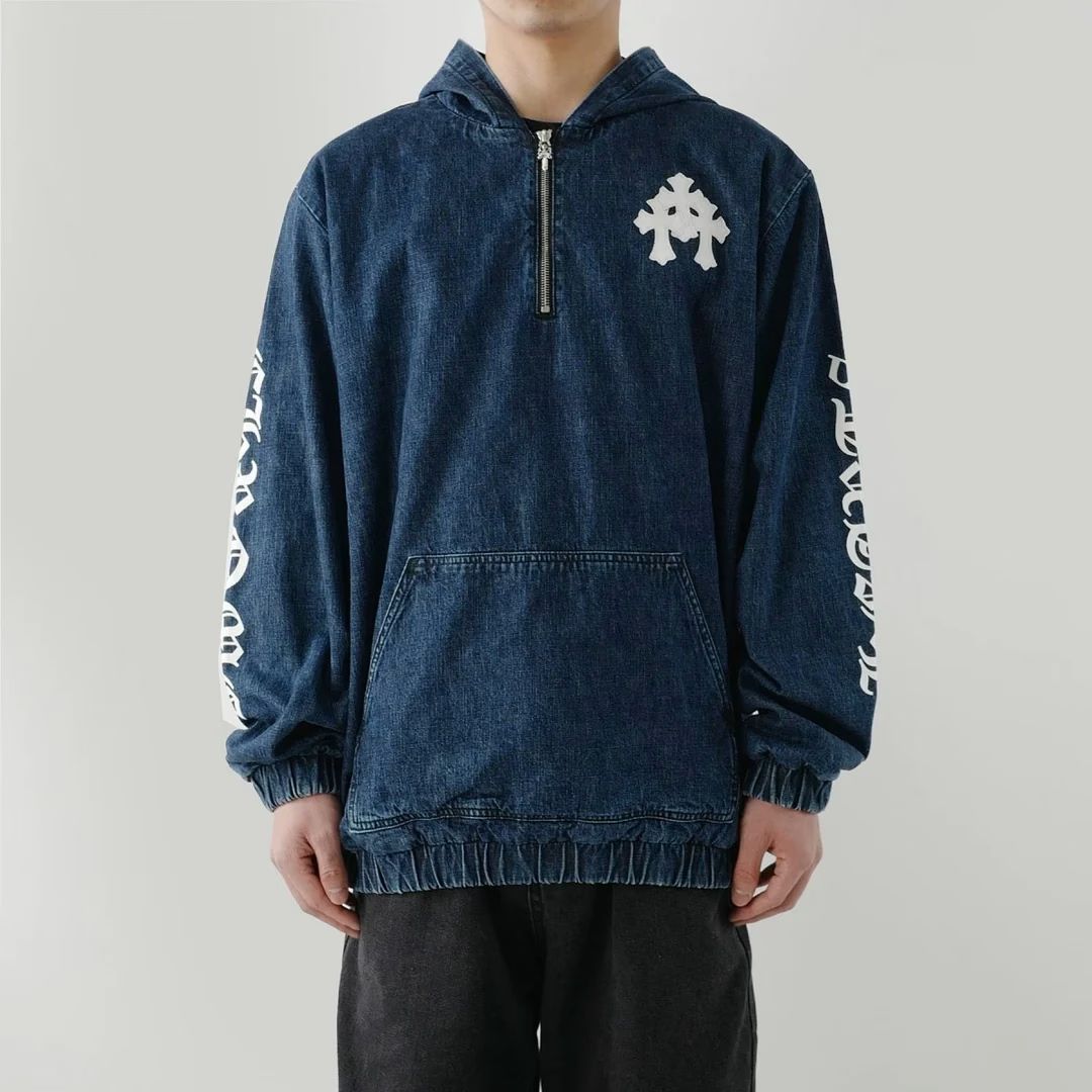 Ruckus Hooded Denim Cross Patch Jacket