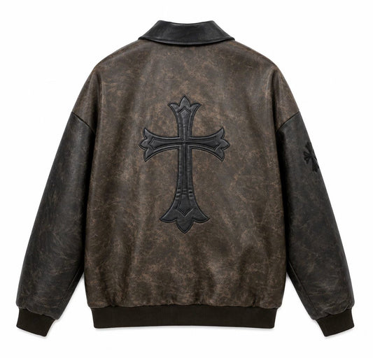Chrome Hearts Vintage Cross Leather Jacket – Brown