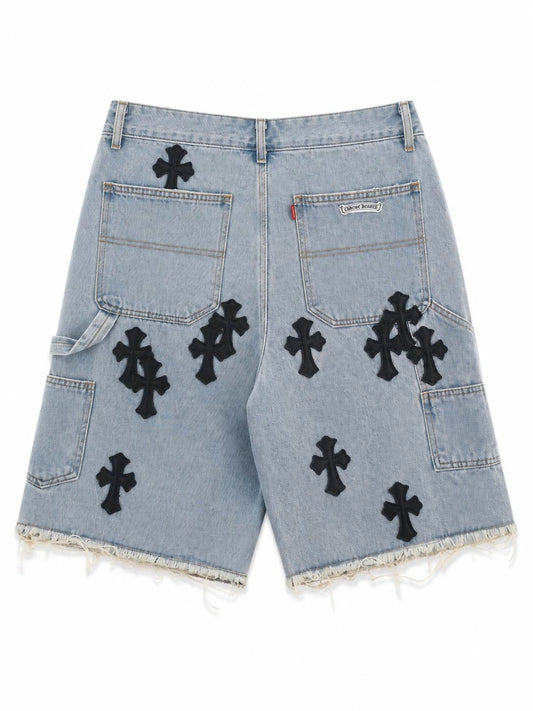 Chrome Hearts Black Cross Denim Shorts