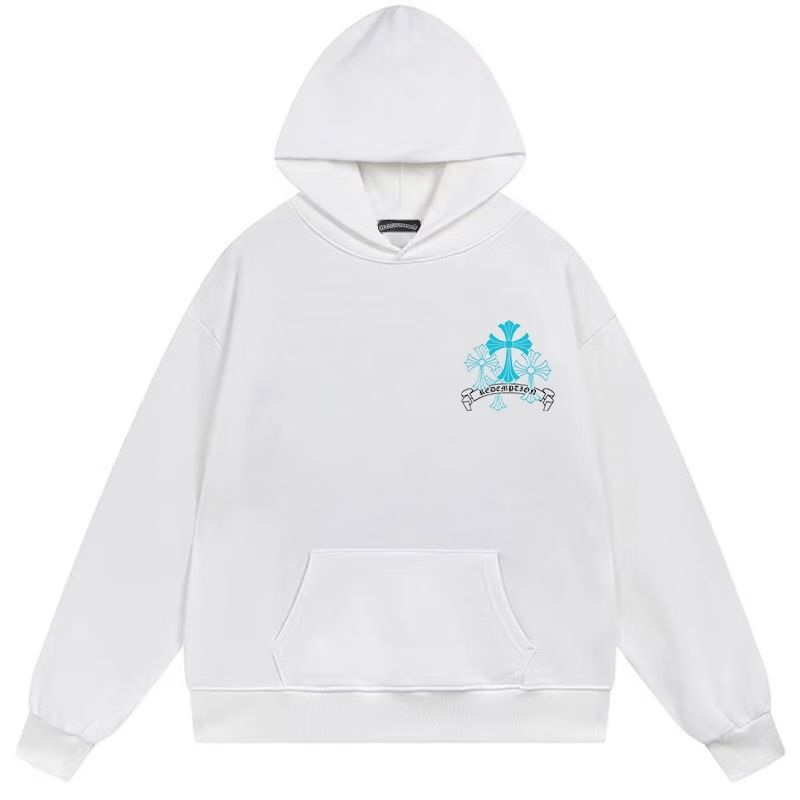 Chrome Hearts Blue Triple Cross Hoodie White