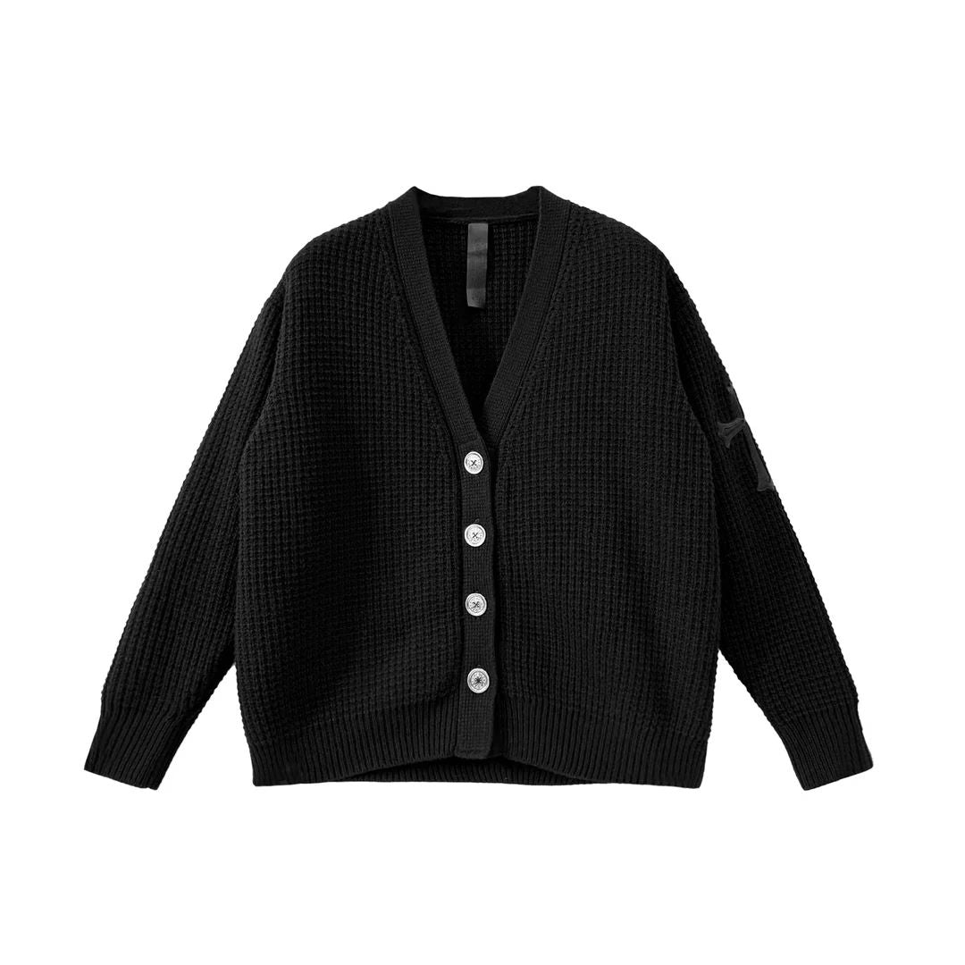 Chrome Hearts Cashmere Waffle Cross Patch Cardigan