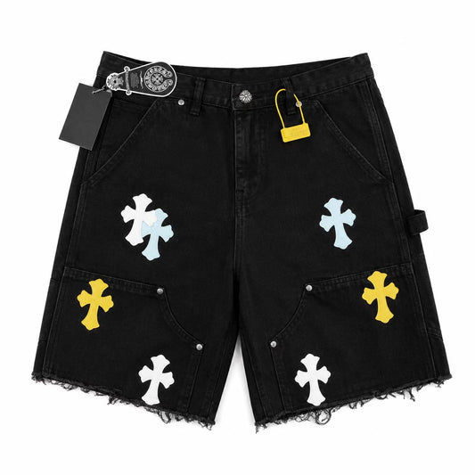 Chrome Hearts Multi-Color Cross Denim Shorts
