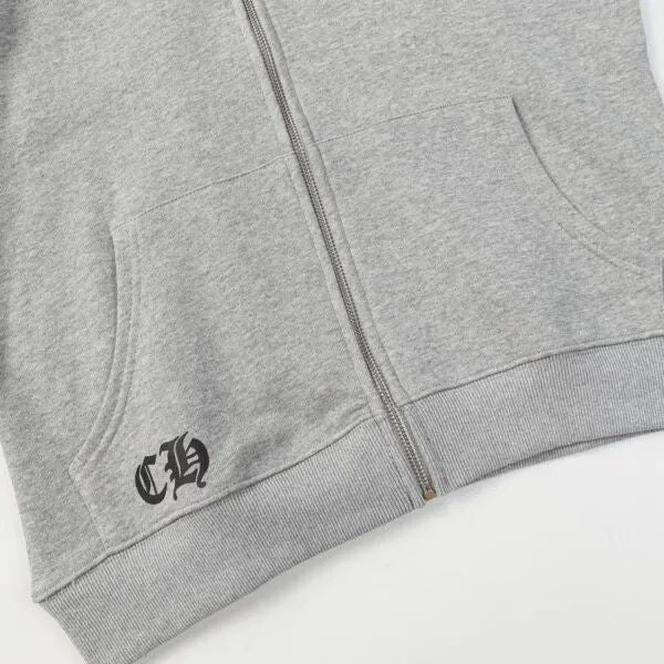 Chrome Hearts Grey Cross Floral Zip-up Hoodie