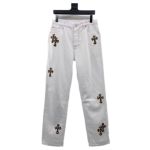 Chrome Heart White Leopard Cross Jeans