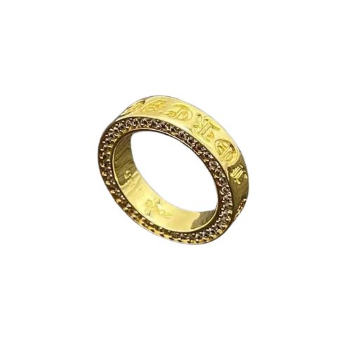 Chrome Hearts Gold Pavé Script Ring